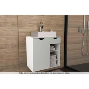 Gabinete de Banheiro Suspenso BN3605 1 Porta 1 Gaveta cor Branco - Tecno Mobili
