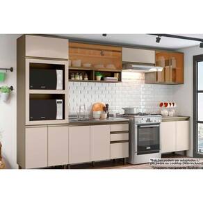Cozinha Completa Connect 8 Peças (3 Armários + 2 Balcões + 1 Paneleiro + 2 Complementos) C8P04 Duna/Cristal - Henn