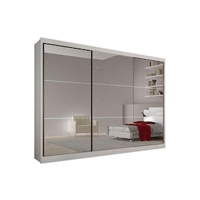 Guarda Roupa Casal 3 Portas de Correr e 6 Gavetas c/ Espelho Passion Plus Branco - Novo Horizonte