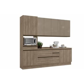 Cozinha Modulada Kappesberg Maxxi 7 Peças (2 Armários + 2 Balcões + 1 Paneleiro + 2 Complementos) C7P13 Nogal