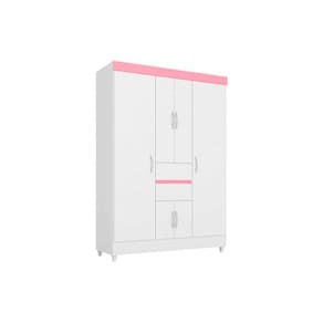 Guarda Roupa Solteiro 6 Portas e 2 Gavetas Ecom II Branco/Rosa - Demóbile