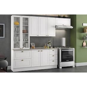 Cozinha Modulada Completa Americana 5 Peças (2 Armários + 1 Balcão + 2 Complementos) C5P13 Branco - Henn