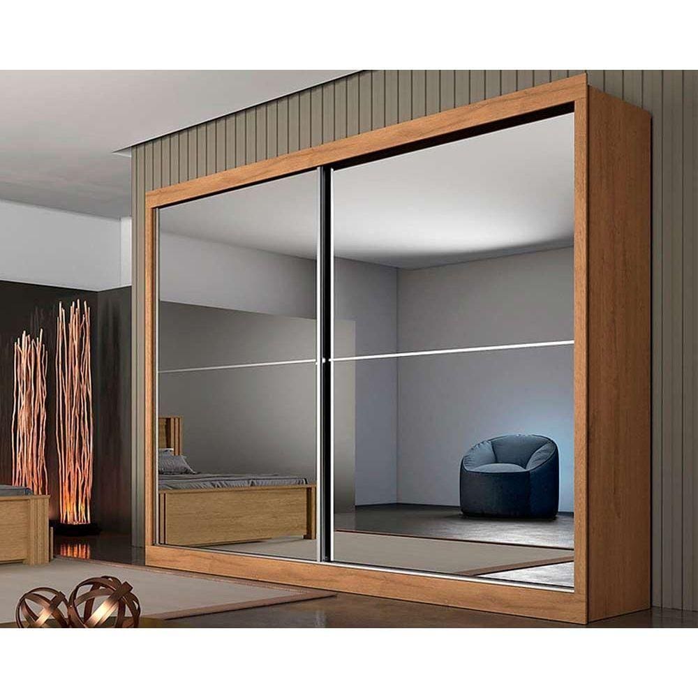 Guarda Roupa Casal Verona Plus c/4 Gavetas e 2 Portas de Correr c/2 Espelhos Peroba - Europa