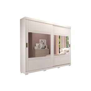 Guarda Roupa Casal 2 Portas de Correr e 4 Gavetas ec/ 2 Espelhos e Pés Blumenau Branco - Panan
