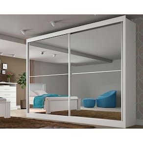 Guarda Roupa Casal 2 Portas de Correr e 4 Gavetas c/2 Espelhos Verona Plus Branco - Europa