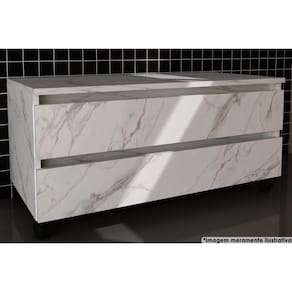 Gabinete de Banheiro BN3603 2 Gavetas c/ Rodízio cor Mármore Branco - Tecno Mobili