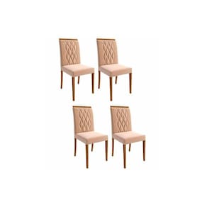 Kit 4 Cadeiras Sala Jantar Juliana  4 Un Madeira/Suede Nude - Cimol
