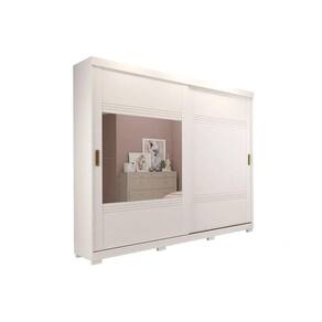 Guarda Roupa Casal 2 Portas de Correr e 4 Gavetas c/ 1 Espelho e Pés Blumenau Branco - Panan