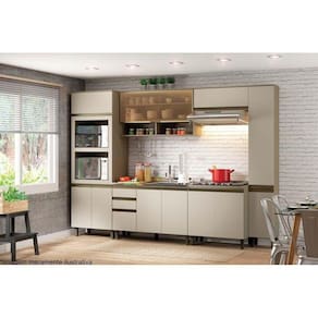 Kit de Cozinha Completa 8 Peças Connect (2 Armários + 2 Balcões + 2 Paneleiros + 2 Complementos) C8P14 Duna/Cristal - Henn
