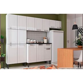Kit de Cozinha Modulada 4 Peças Múltipla (2 Armários + 1 Balcão + 1 Paneleiro) C4P74 Branco - Bertolini