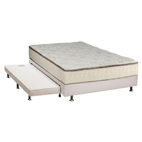 Cama Box c/Auxiliar Casal: Colchão Luckspuma Bonnel Montreal Spring + Base CRC Courano Branco(138x188)