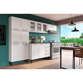 Kit de Cozinha Completa 4 Peças Gourmet (2 Armários + 1 Balcão + 1 Paneleiro) C4P64 Branco - Bertolini