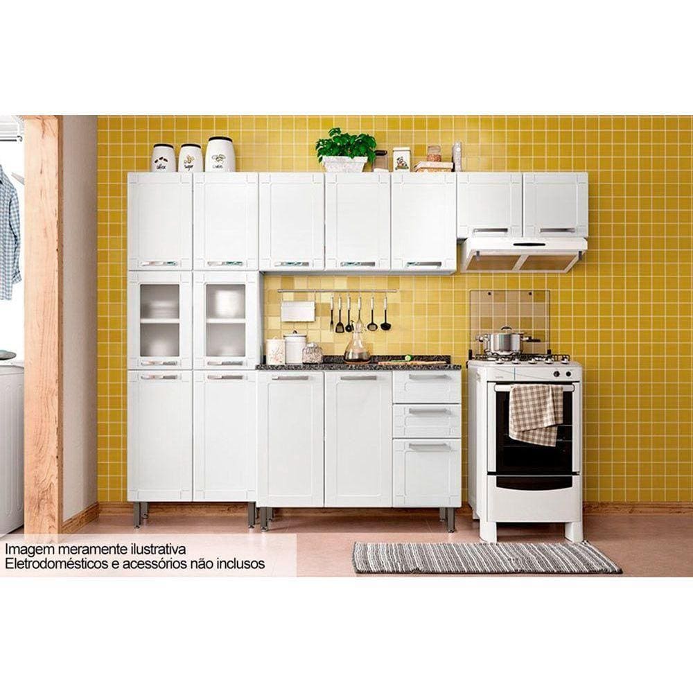 Cozinha Modulada Bertolini Múltipla 4 Peças (2 Armários + 1 Balcão + 1 Paneleiro) C4P82 Branco