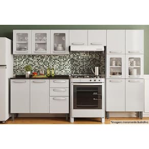 Cozinha Modulada Bertolini Evidence 4 Peças (2 Armários + 1 Balcão + 1 Paneleiro) C4P59 Branco