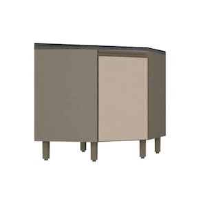 Gabinete de Cozinha Modulado Balcão Canto Oblíquo Connect 1 Porta c/ Tampo Duna/Cristal - Henn