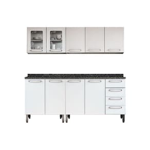 Cozinha Completa Evidence 4 Peças (2 Armários + 2 Balcões) C4P51 Branco - Bertolini