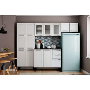 Cozinha Modulada Bertolini Múltipla 4 Peças (2 Armários + 1 Balcão + 1 Paneleiro) C4P73 Branco