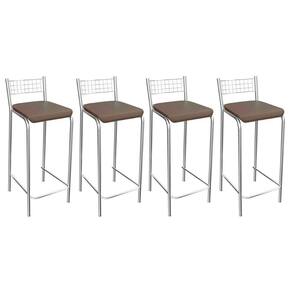 Kit 4 Banquetas Sala Jantar Gênova 1B705CR 4 Un Cromado/Courano Marrom - Kappesberg