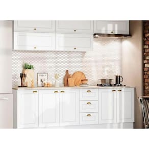 Kit de Cozinha Completa 11 Peças Americana  ( 5 Aéreos + 3 Balcões + 3 Tampos 1 p/ Cooktop ) CZ265 Branco - Henn