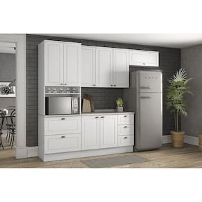 Kit de Cozinha Completa 5 Peças Americana (2 Armários + 1 Balcão + 1 Paneleiro + 1 Complemento) C5P16 Branco - Henn