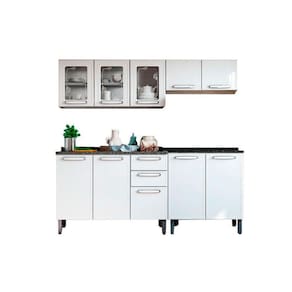 Kit de Cozinha Completa 4 Peças Evidence (2 Armários + 2 Balcões) C4P60 Branco - Bertolini