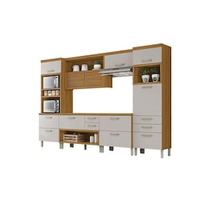 Cozinha Modulada Completa Princesa 5 Peças (1 Armário + 2 Balcões + 2 Paneleiros) C5P22 Freijo/Off White - Nesher
