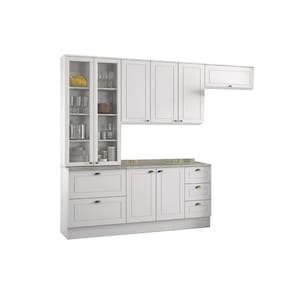 Cozinha Modulada Henn Americana 5 Peças (2 Armários + 1 Balcão + 1 Paneleiro + 1 Complemento) C5P14 Branco