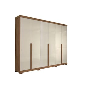 Guarda Roupa 6 Portas e 6 Gavetas c/ Pés Guarapari Avelã/Off White - Panan