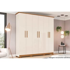 Guarda Roupa 6 Portas e 3 Gavetas Cover Off White/Nature - Henn