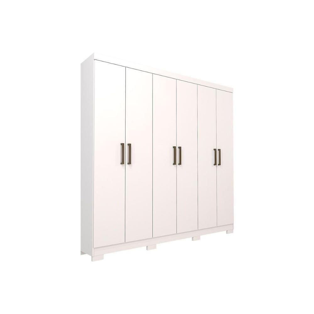 Guarda Roupa 6 Portas  e 2 Gavetas c/ Espelho Interno Milena Branco - Panan