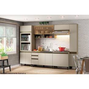 Cozinha Modulada Henn Connect 8 Peças (2 Armários + 2 Balcões + 2 Paneleiros + 2 Complementos) C8P15 Duna/Cristal