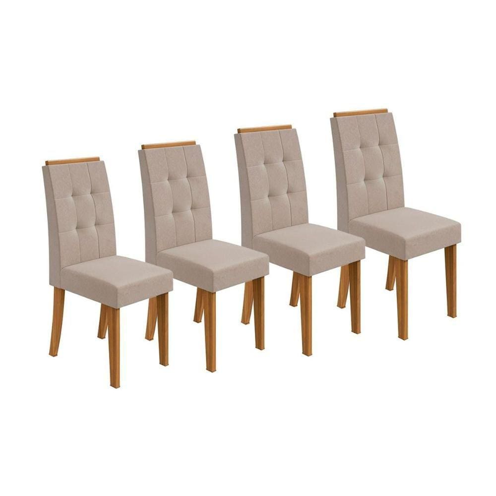 Kit 2 Cadeiras Sala Jantar Celebrare 4 Un Rovere/Amêndoa/Veludo Naturale Creme - Lopas