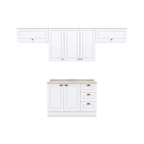 Kit de Cozinha Completa 5 Peças Americana (3 Armários + 1 Balcão + 1 Complemento) C5P11 Branco - Henn