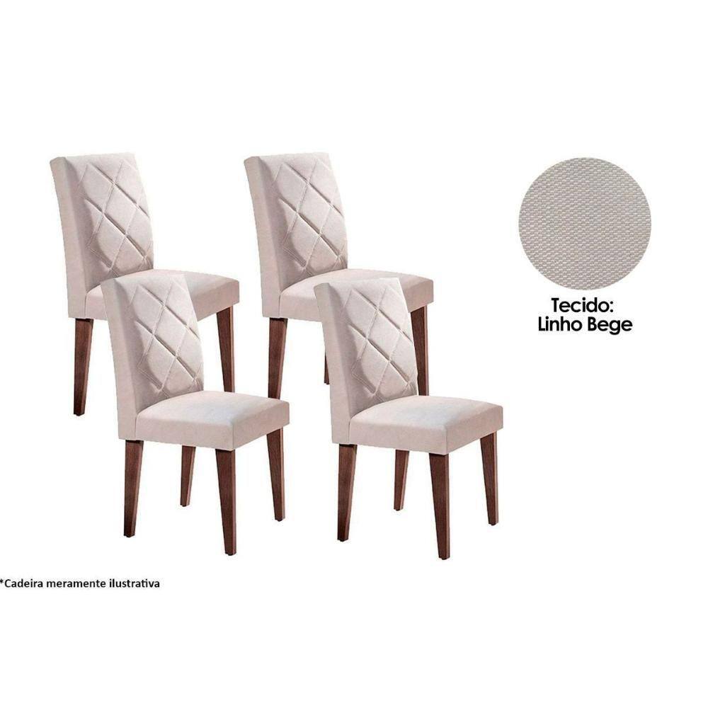 Kit 4 Cadeiras Sala Jantar Berlim  4 Un Capuccino/Linho Bege - Rufato - Blush