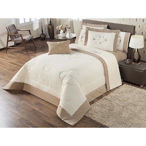 Jogo De Cama Flora Queen 4 Pecas - Palha/Bege