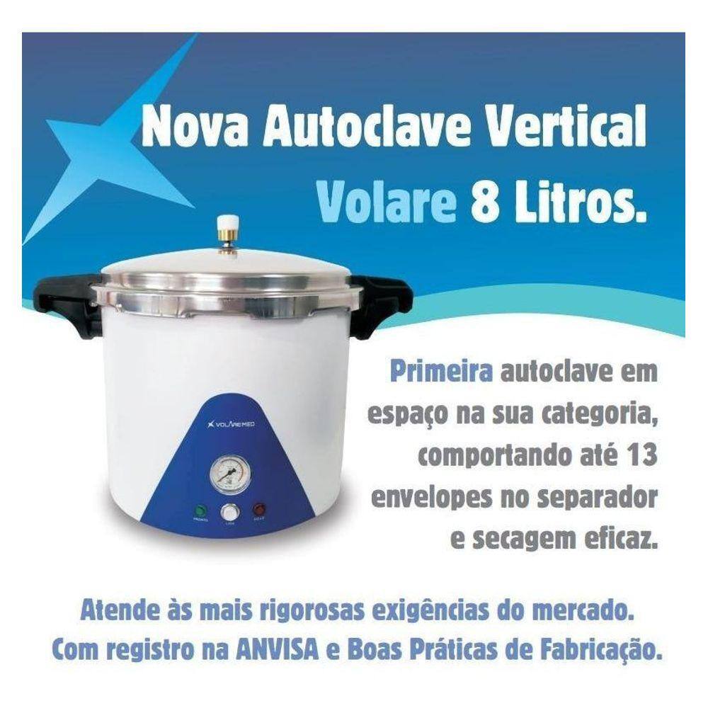 Autoclave Vertical Analógica 08 Litros 220V - Volare Med