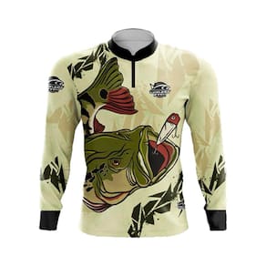 Camiseta Pesca Concept Fishing Proteção UV Infantil ao Adulto X3 Tucunaré Verde