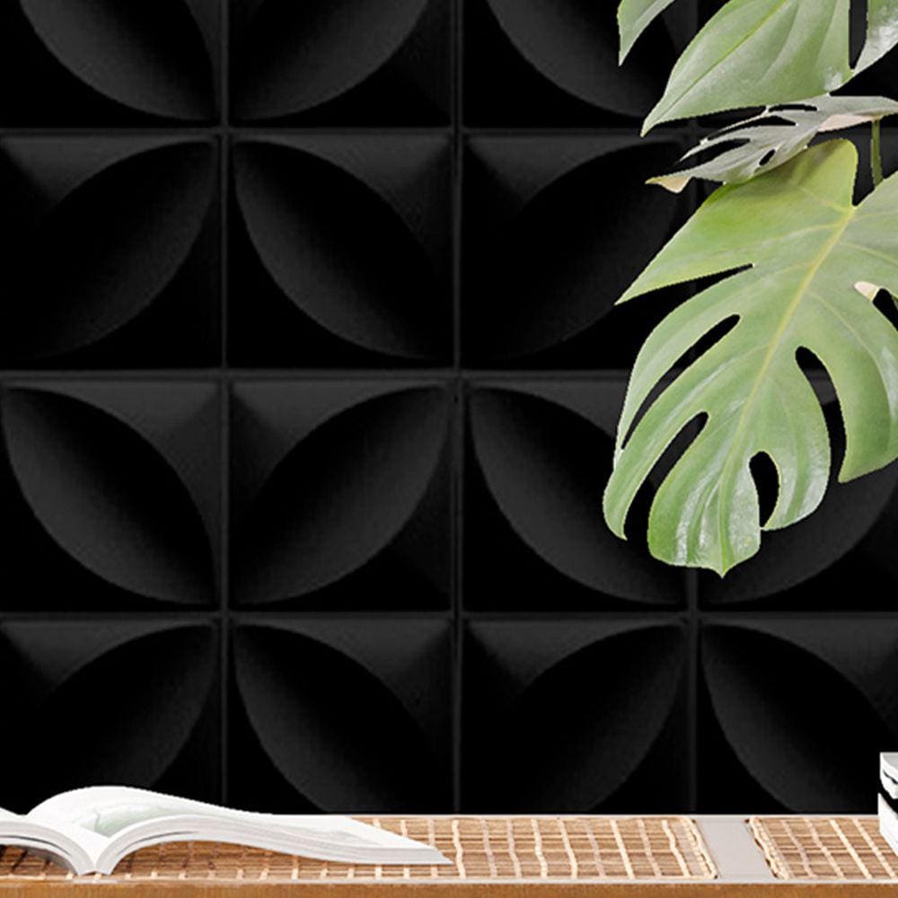 50 Placas PVC 3d Revestimento de Parede Decorativa Petalas Alto relevo Preto Quarto Sala Cozinha 25cm x 25cm