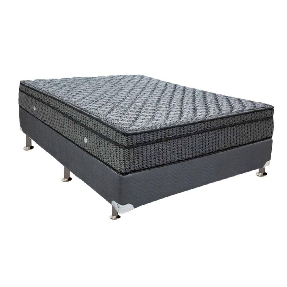 Conjunto Box Casal: Colchão Molas Ortobom Hotelaria Nanolastic Orthotel Superluxo + Base CRC Suede Gray(138x188)