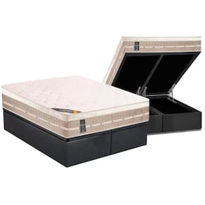 Conjunto Box Baú Queen: Colchão Molas Castor Bonnel Premium Tecnopedic + Base CRC Suede Gray(158x198)