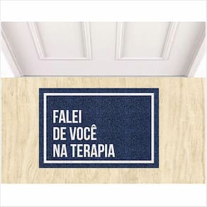 Tapete Capacho Falei De Você Na Terapia - Azul Marinho 60X40