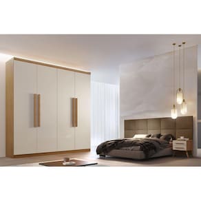 Guarda Roupa Solteiro 100% MDF 3 Gavetas - Império-Imbuia/Off White - Móveis Rufato