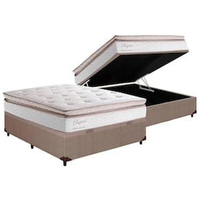 Conjunto Box Baú Casal: Colchão Molas Herval MasterPocket Ensacadas Elegant + Base CRC Courano Clean(138x188)