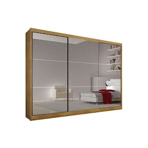 Guarda Roupa Casal 3 Portas de Correr e 6 Gavetas c/ Espelho Passion Plus Freijo Cumaru - Novo Horizonte