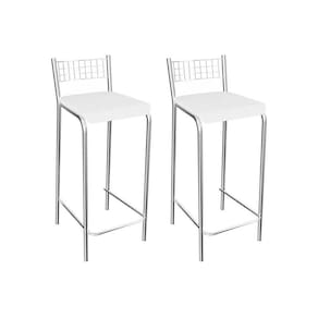 Kit 2 Banquetas Sala Jantar Gênova 1B705CR 2 Un Cromado/Courano Branco - Kappesberg