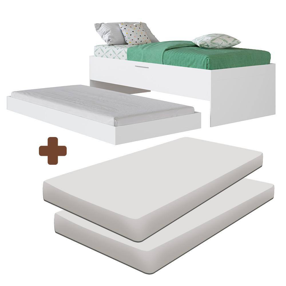 Cama Box Articulável Com Cama Auxiliar E 2 Colchões Branco Heres Shop Jm - Branco