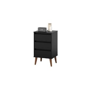 Mesa De Cabeceira Retro Wood Preto– EJ Móveis