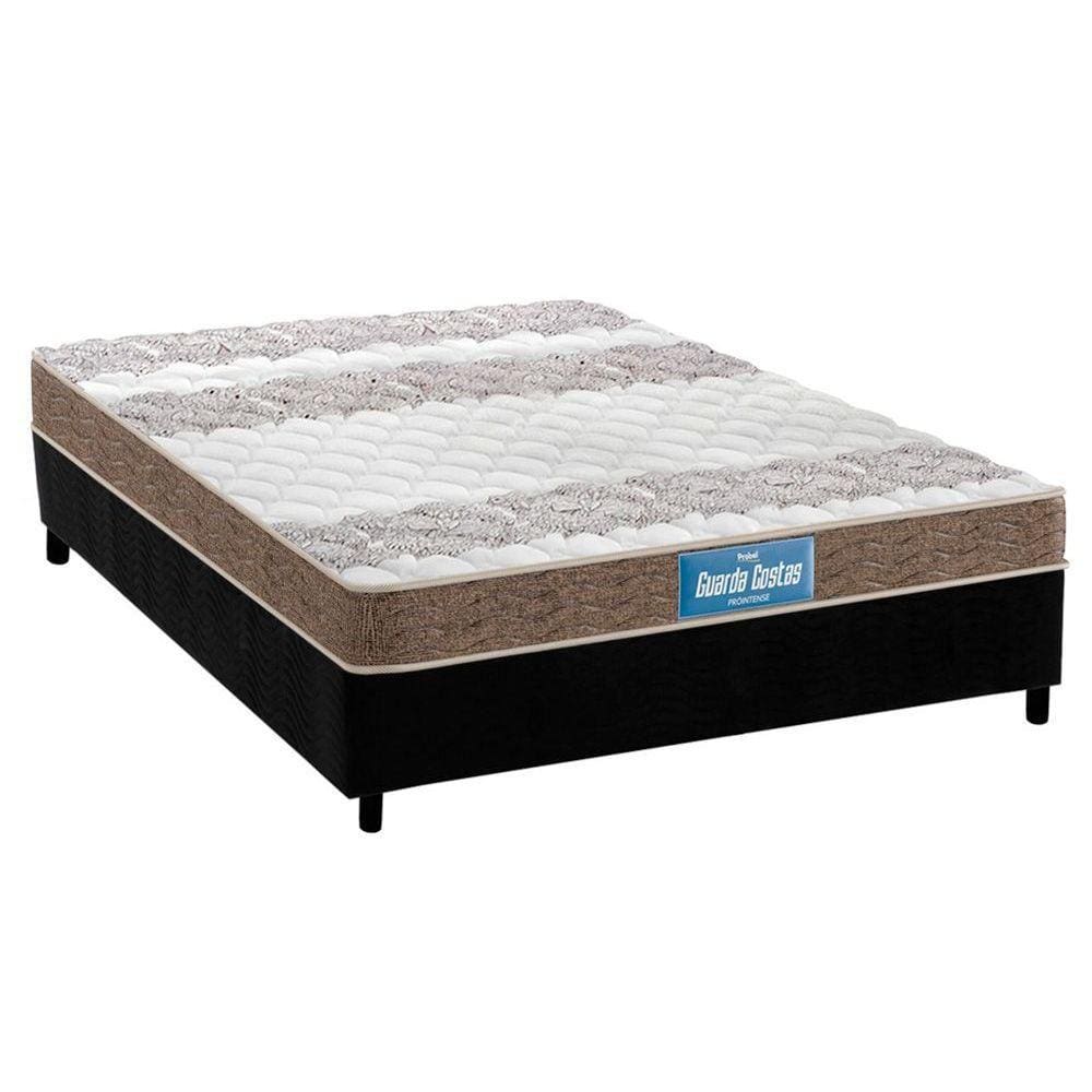 Cama Box Casal: Colchão Anatômico Probel D33/EP Guarda Costas Próintense Double Face + Base CRC Suede Black(138x188)