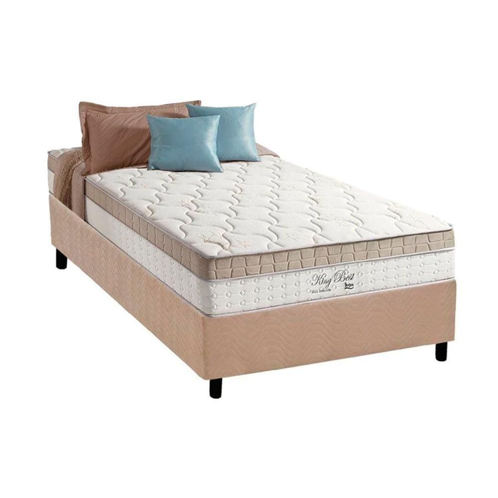 Cama Box Solteiro: Colchão Molas Anjos Superlastic King Best + Base CRC Suede Clean(88x188)