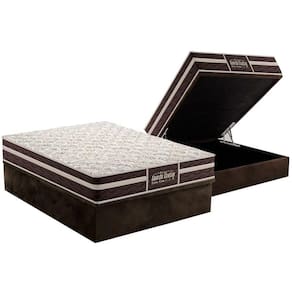 Cama Box Baú Casal: Colchão Ortopédico Probel Guarda Costas Extra Firme + Base CRC Suede Brown(138x188)